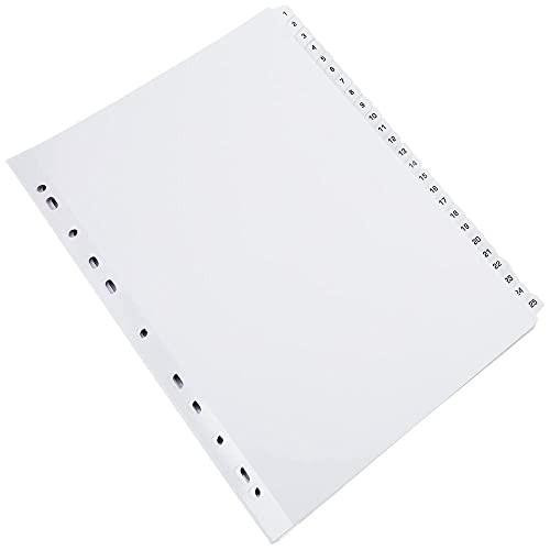 Q-Connect 1-50 Index Multi-Punched Reinforced Board Clear Tab A4 White, empty white index page with punched holes and numbered tabs along the edge.