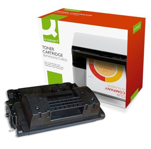 Q-Connect Compatible Solution HP 64A Black Laserjet Toner Cartridge, black toner cartridge with packaging box in the background.