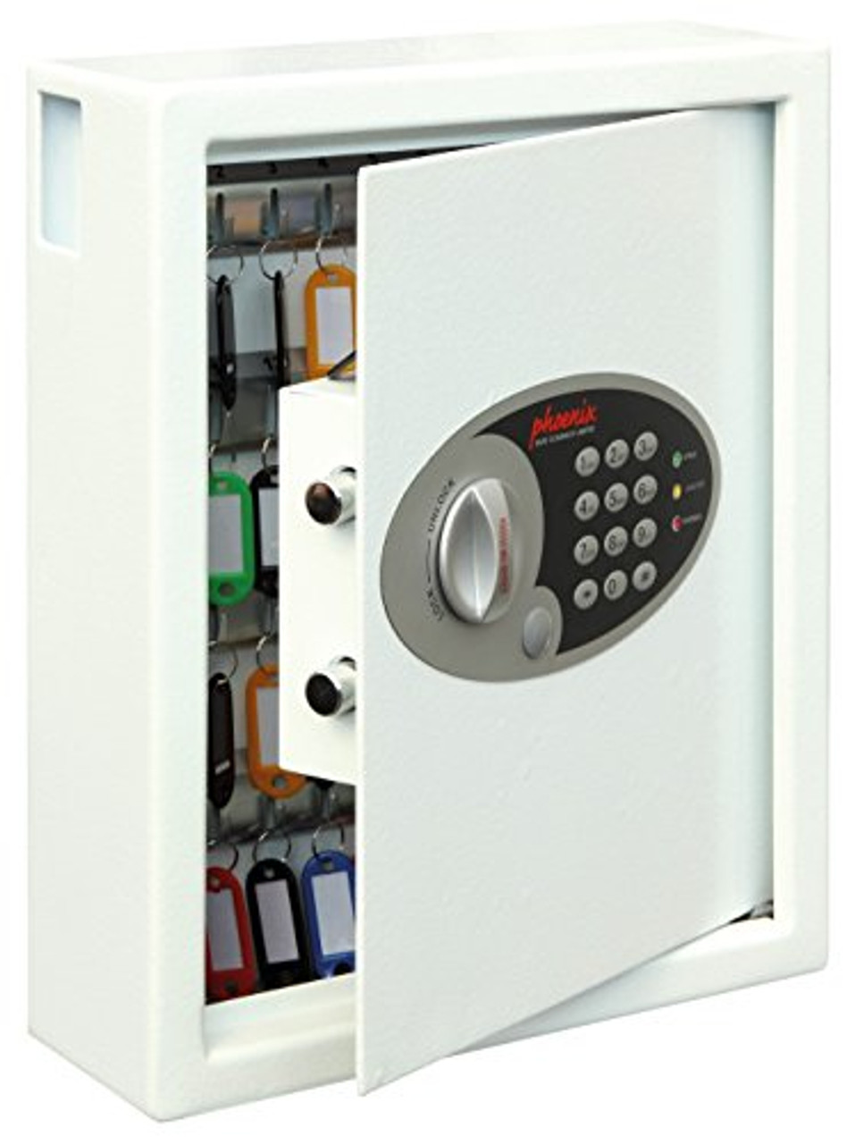 Phoenix Safe Company  KS0032E Phoenix Cygnus Key Deposit Safe - 48 Hooks - Electronic Lock - Key Holder Wall Mounted - Scratch Resistant White Paint Finish - 7.5 Litres - 7.5kg