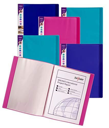 Snopake A3 Electra Display Book 24 Pockets Electra Assorted pack of 5, various colored display books including pink, blue, and teal with A3 size and 24 pockets for documents.