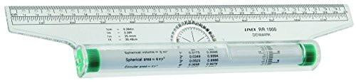 Linex 300mm Rolling Ruler, transparent plastic measuring tool with metric and imperial markings.