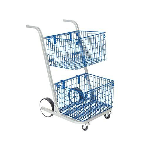 GoSecure Major Mail Trolley Removable Baskets Silver MT2SIL, a durable multi-purpose mail trolley with two removable wire baskets and four wheels for easy mobility.