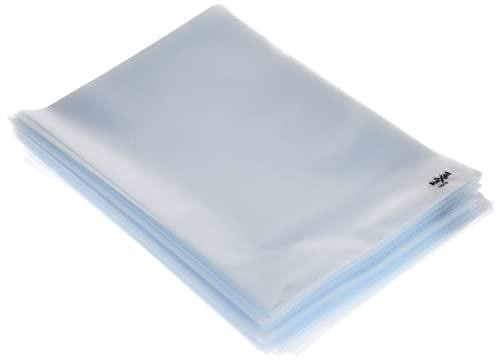 Rexel Essential A4 Document Folder, Clear Embossed, 85mic, Cut Flush, L-Folder, Pack 100, 12215, transparent plastic document folders stacked