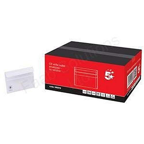 5 Star Envelopes Wallet Press Seal 80gsm White C6 [Pack of 1000]