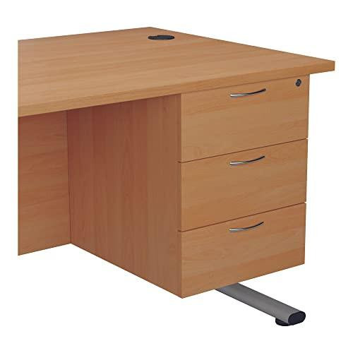 Jemini FF 655 Fixed Pedestal with 3 Drawers in Beech, office desk storage unit with built-in cable management and sturdy construction.