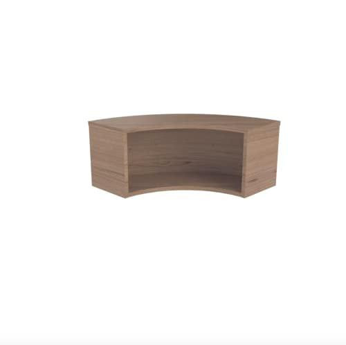 Jemini Reception Modular Corner Riser Unit 800x800x400mm Grey Oak KF71545, a wooden corner riser with a modern grey oak finish designed for reception areas.