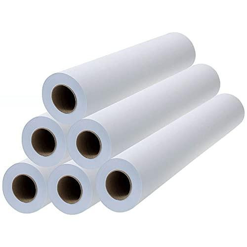 Q-Connect Plotter Paper 914 mm x 45 m (Pack of 6), six large rolls of white plotter paper for printing and plotting large-format documents.