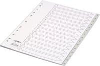 Concord Grey Index Polypropylene 120 Micron Europunched 1-15 A4, image of a white A4 polypropylene index with europe punched holes and numbered tabs from 1 to 15.