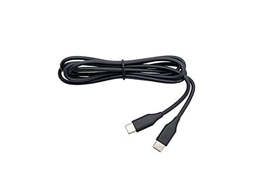 Jabra Evolve2 USB Cable, USB-C to USB-C cable for Evolve2 headsets, 1.2 meters in black, coiled and connected at both ends.