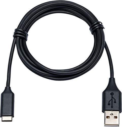 Jabra Link Cable Extension 14208-15, black USB connection cable with Type C connectors on both ends.