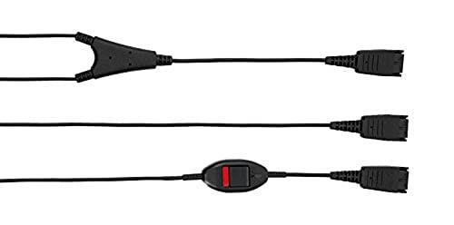 Jabra Quick Disconnect Supervisor Cord with mute button, black audio cable with inline mute button and connectors.