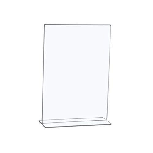 5 Star Office Sign Holder Portrait Stand Up A4 Clear, transparent office sign display with a metal stand for displaying notices or menus.
