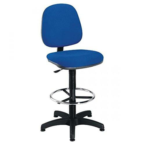 FF JEMINI MEDIUM BACK DRAUGHTSMAN BLUE, blue craft or drawing chair with adjustable height and a chrome footrest.