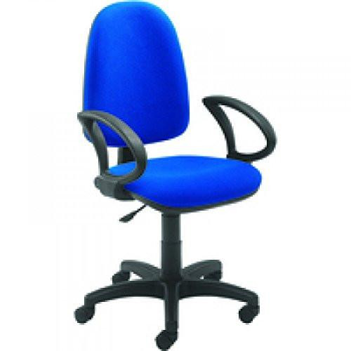 Jemini Chair, Fabric, Blue, One Size, office ergonomic chair with adjustable height and black armrests.