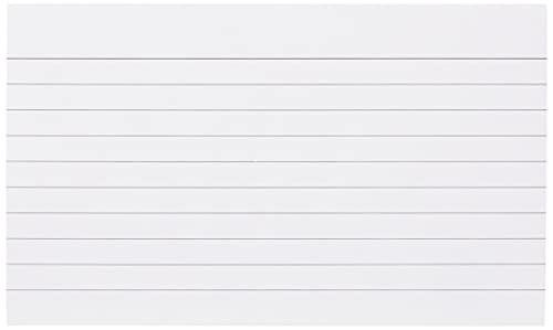 Q-Connect Record Card 127x76mm Ruled Feint White, image of a pack of 100 ruled white record cards with faint lines for writing.