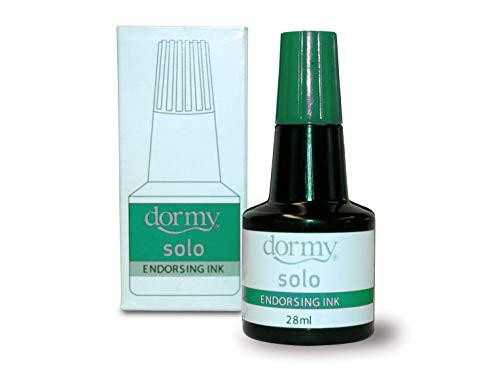 Dormy 28ml Endorsing Ink - Green, KF25104, bottle of green ink with packaging box.