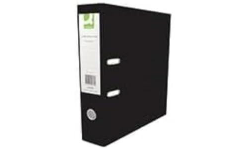 Q-Connect 70mm Lever Arch File Polypropylene Foolscap Black, black lever arch file with a 70mm spine, designed for organizing foolscap-sized documents, pack of 10.