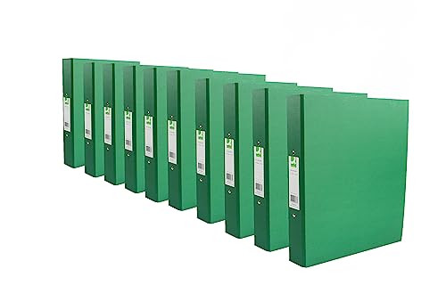 Q-Connect 2 Ring 25mm Paper Over Board Green A4 Binder (Pack of 10)