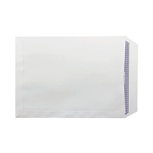 Q-Connect C4 Envelope Pocket Self Seal 90gsm White, white self-sealing C4 envelope with pocket design for mailing documents, pack of 75.