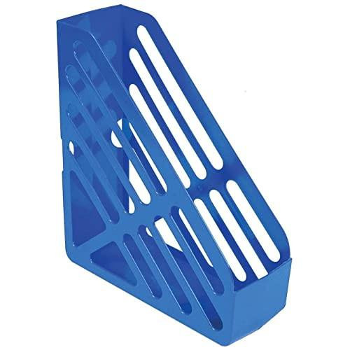 SMCO Magazine Rack, A4 Blue Magazine and Catalogue Storage Organizer with Slotted Design