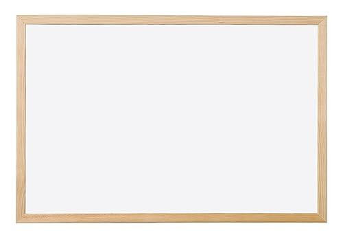 Q-Connect Wooden Frame Whiteboard 900x600mm, whiteboard with a natural wooden frame.