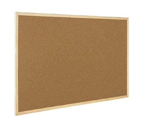 Q-Connect Lightweight Cork Noticeboard 900 x 1200 mm, brown cork surface with wooden frame for office or classroom use.