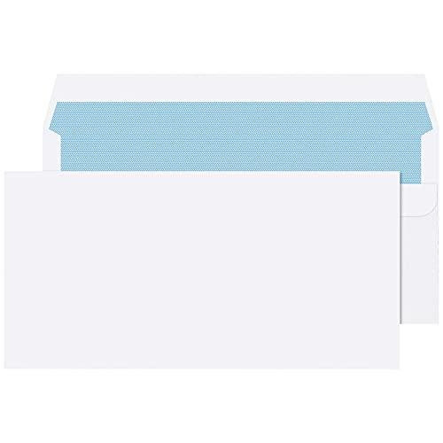 Q-Connect DL Envelope 100 gsm Plain Peel and Seal - White, Pack of 500, front and back views of white envelopes with peel and seal closure
