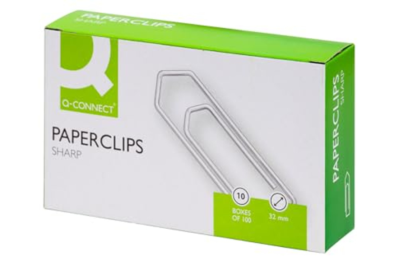 Q-Connect No Tear Paperclip, 32 mm KF01312Q - Pack of 1000