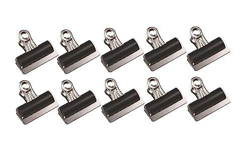 Q-Connect 51mm Grip Clip, Black (Pack of 10), small black grip clips with metal spring mechanisms for secure fastening.