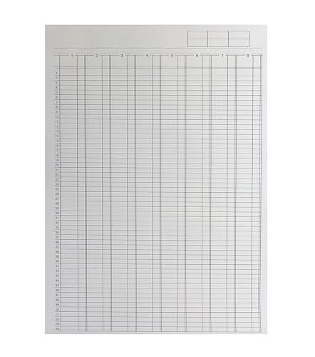 Q-Connect A4 8-Column Analysis Pad, an image showing a large, white analysis pad with an 8-column and 46-row grid layout for data recording and analysis.
