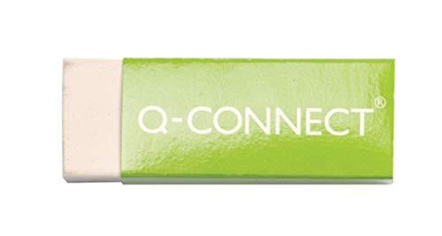 Q-Connect Plastic Eraser White (20 Pack), white plastic eraser in green packaging
