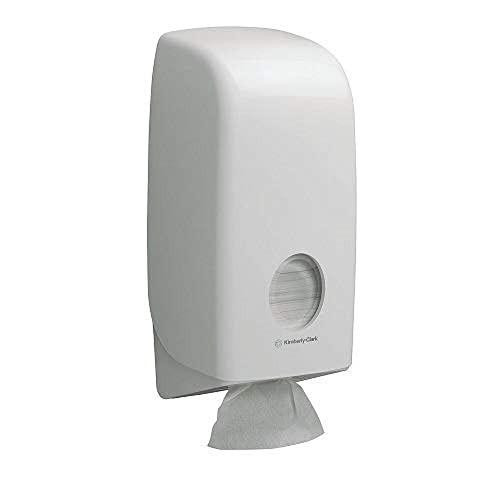 Aquarius Bulk Pack Toilet Tissue Dispenser White, wall-mounted toilet tissue dispenser with a sleek design and a visible viewing window.