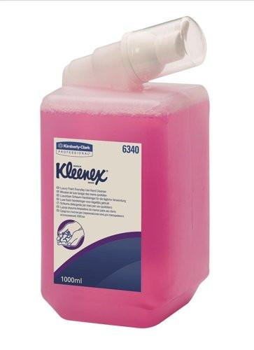 Kimcare Antibacterial Foam Soap Hand Wash Cleanser Dispenser Refill 1000ml, pink foam soap refill bottle with a dispensing nozzle and label indicating 1000ml capacity.
