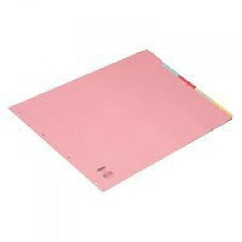 Concord Subject Dividers 230 Micron Oblong 5-Part A3 Ref 70399/J3, pink A3 file dividers with multicolored tabs for organizing documents.