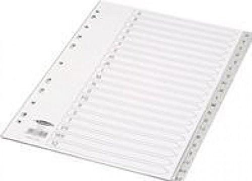 Concord Grey Index Polypropylene 120 Micron Europunched A-Z A4 Refill, transparent polypropylene sheet with Europunched A-Z index tabs.