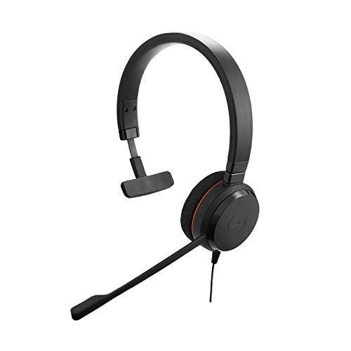 Jabra Evolve 20 MS Mono USB-C headset, single-ear professional communication headset with microphone boom.