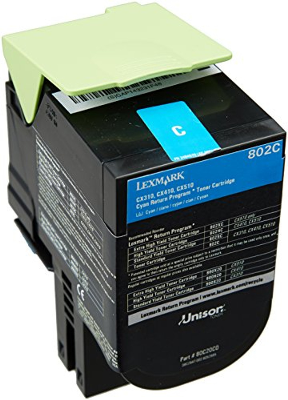 Lexmark 802c Return Program Toner Cartridge - Cyan 80C20C0