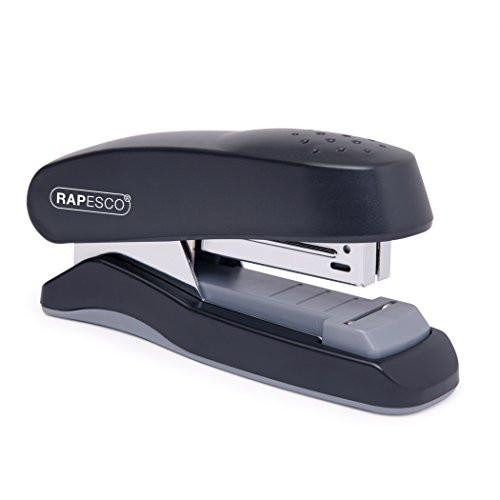 Rapesco 1064 Flat Clinch Heavy Duty Half Strip Stapler, 25 Sheet Capacity, Black, desktop stapler for heavy-duty stapling with a durable black finish and a compact design.