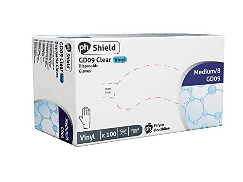 10 Boxes Of 100 Powder Or Powder Free Vinyl Disposable Exam Gloves Clear MEDIUM (Powdered), box of disposable vinyl exam gloves in packaging