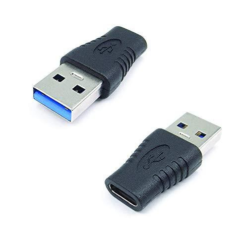 Connektgear 26-0420 USB 3 Adapter A Male to Type C Female with OTG Function, compact 15.4 mm by 33.9 mm by 15.4 mm black USB adapter with blue interior for data transfer.