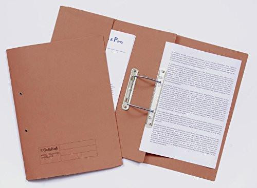 Exacompta - Ref 211/6004Z - Guildhall - Pocket Spiral File, 420gsm heavyweight manilla, holds A4 and foolscap documents, with a left hand pocket, in orange, pack of 25, blue angel certified.