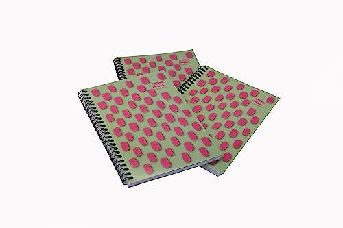 Exacompta Europa Splash - Ref EU1505Z Wirebound Notebooks, Bright Cover, 160 Lined Pages, A5 Size with Micro-Perforated Pages, Pack of 3 Pink/Green Cover, shown stacked with colorful dotted design.