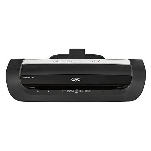 GBC 4402133 A3 Fusion 7000L Large Office Laminator, Black, front view of the high-capacity office laminating machine with control panel and document feeder.