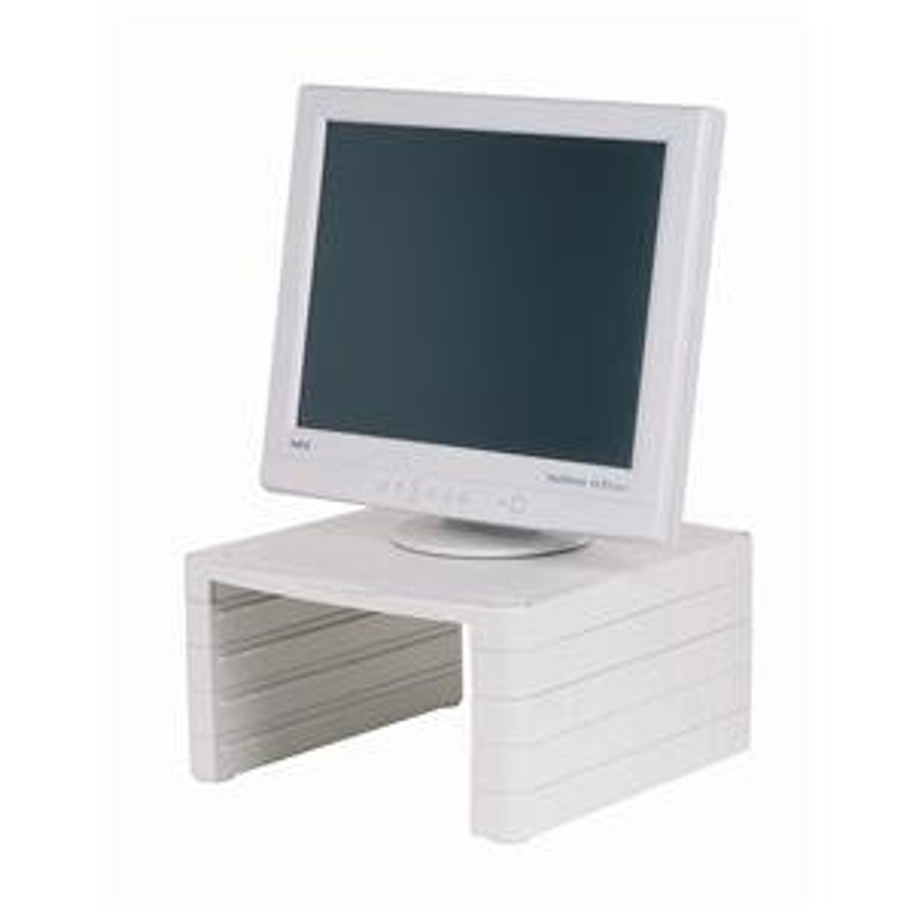 5 Star Office Essentials Monitor Stand Supports 15in 18kg Adjustable Height Light Grey