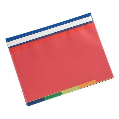 5 Star Office 5 Part File A4, red document folder with multicolored tabs and a blue and white striped closure