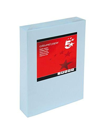 5 Star Office 297625 Coloured Copier Paper Multifunctional Ream-Wrapped 80gsm A4 Light Blue, product image of a ream of light blue coloured A4 copier paper in its packaging.