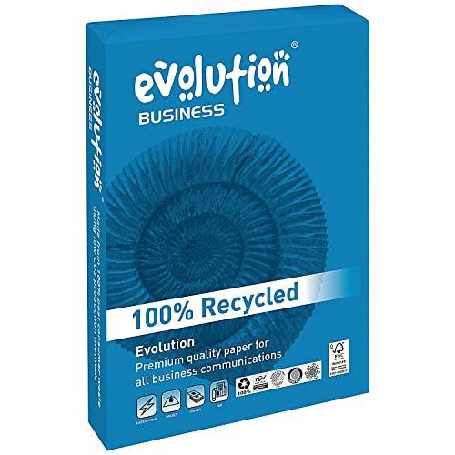 Evolution A3 100gsm Business Paper Ream - White, image of a blue ream box with a spiral design and product details.