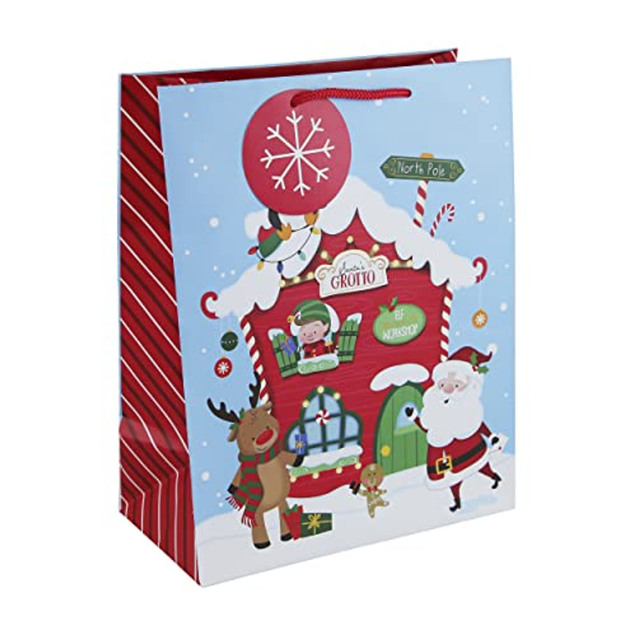 Clairefontaine X-31211-2C - An Excellia gift bag - Large format - 26.5x14x33 cm - 210g - Pattern: Chalet, Santa Claus, Christmas, Merry Christmas - Gift wrapping, Ideal for: Board Games, Puzzles