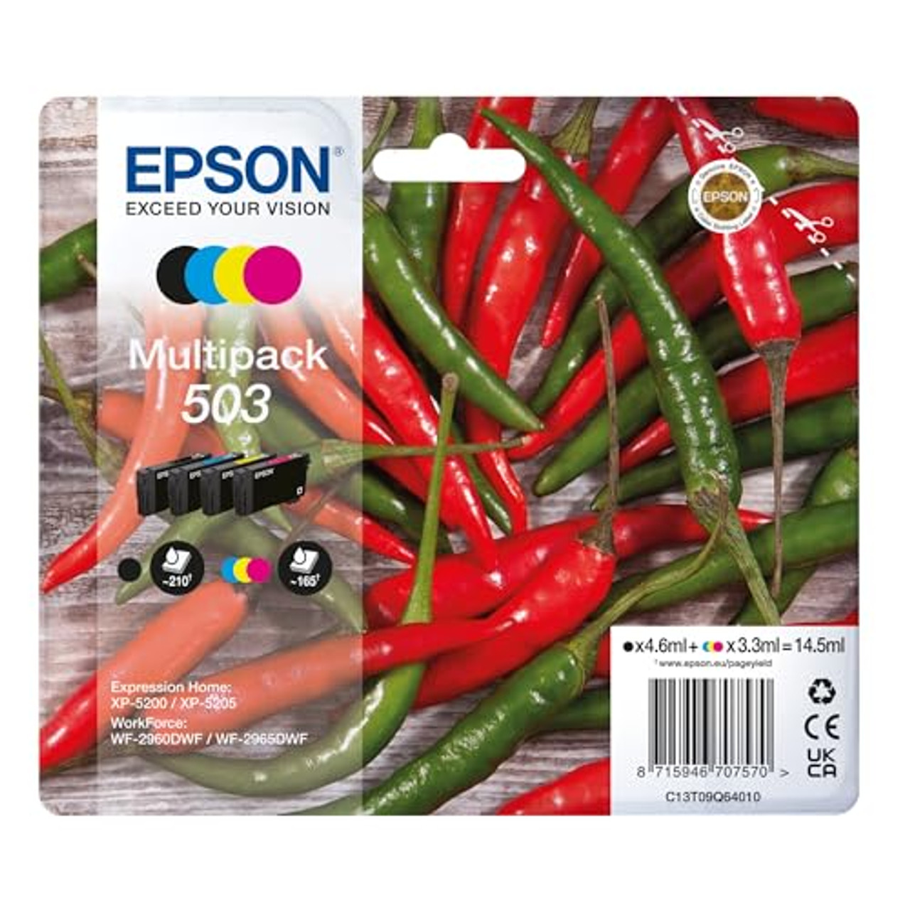 Epson 503 Chillies Genuine, Multipack, 4-colours Ink Cartridges - C13T09Q64010