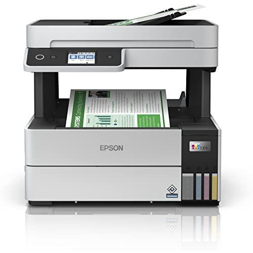 Epson EcoTank ET-5170 Inkjet Printer C11CJ88401, modern all-in-one color printer with multiple ink bottles, touchscreen display, and document feeder for high-volume printing.